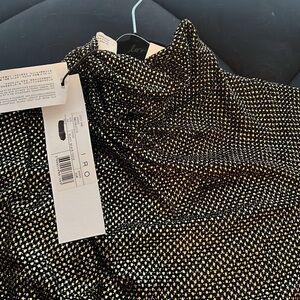 Rasile Metallic Dress Long Sleeve Black Gold